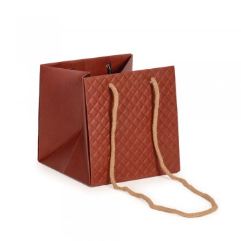 SACOLA BRIGITTE FLORAL 3803 12cmX12cmX12cm TERRACOTA