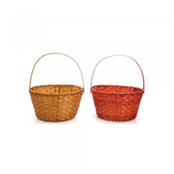 CESTA RED BAMBU COM ALÇA DOBRÁVEL ( CESTARIA ) COM 1 PEÇA 1038429 MARROM / VERMELHO