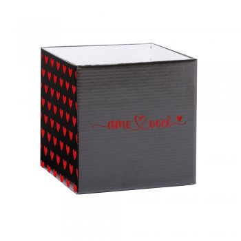 CACHEPOT PAPER HOT STAMPING QUADRADO CD AMO VOCÊ Pote 15 (15cm x 15cm x 15cm) Pacote 10 Peças PRETO