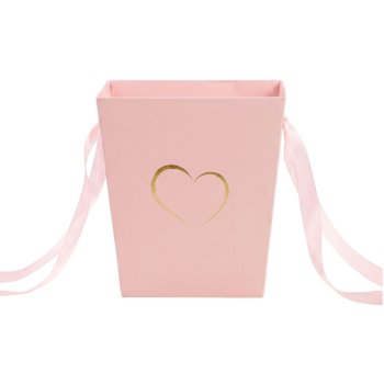 CAIXA FLOR CONE COM ALÇA . 17cmX17cmX18cm 1 PEÇA ROSA