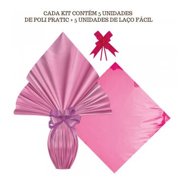 AUTOSSERVIÇO KIT PRATIC METALIZADO LISO 34cm x 34cm Conjunto 5 Peças PINK