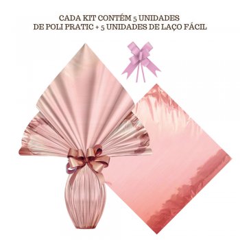 AUTOSSERVIÇO KIT PRATIC METALIZADO LISO 34cm x 34cm Conjunto 5 Peças ROSE GOLD