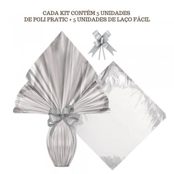 AUTOSSERVIÇO KIT PRATIC METALIZADO LISO 24cm x 24cm Conjunto 5 Peças PRATA