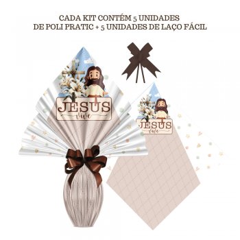 AUTOSSERVIÇO KIT PRATIC PÁSCOA CRISTÃ 39cm x 39cm Conjunto 5 Peças .