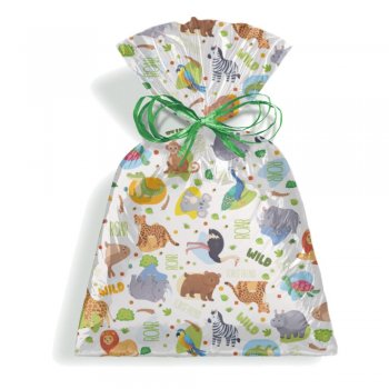 SACO PEROLIZADO PRESENTE ANIMAIS 60cm x 89cm Pacote 50 Peças .