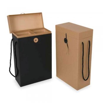 CAIXA LOCK VINHO DUPLA . 22505 20cmX20cmX33cm NATURAL KRAFT