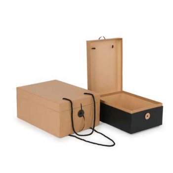 CAIXA LOCK RETANGULAR . 23301 JOGO 17cmX24cmX11cm + 20cmX28cmX13cm PRETO / NATURAL KRAFT