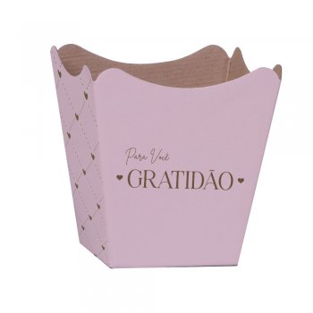 CACHEPOT PAPER HOT STAMPING . ESSÊNCIA Pote 15 (16cm x 17cm x 11cm) Pacote 10 Peças ROSA QUARTZ