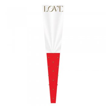 BOTÃO CONE  DECORADO NEW LOVE 12cm x 3cm x 50cm Pacote 100 Peças VERMELHO
