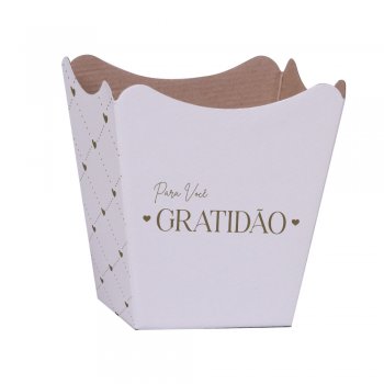 CACHEPOT PAPER HOT STAMPING . ESSÊNCIA Pote 15 (16cm x 17cm x 11cm) Pacote 10 Peças BRANCO