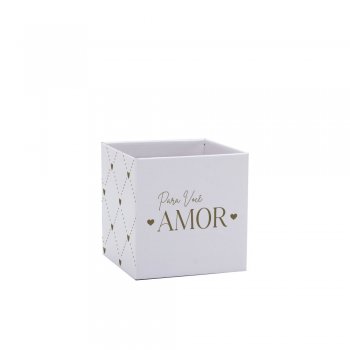 CACHEPOT PAPER HOT STAMPING QUADRADO ESSÊNCIA Pote 6 (6cm x 6cm x 5,5cm) Pacote 10 Peças BRANCO