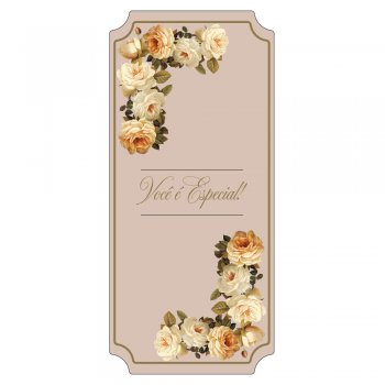 CARD PARA FLORES HOT STAMPING GIULLIA 14,5cmX32cm 6 PEÇAS .