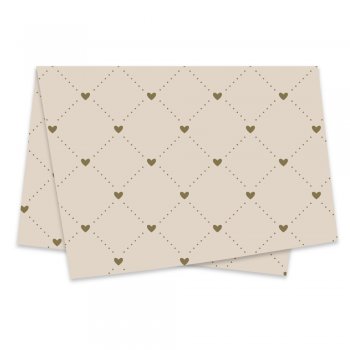 POLI SUJINHO DECORADO HEART 49cm x 69cm Pacote 50 Folhas NUDE / OURO