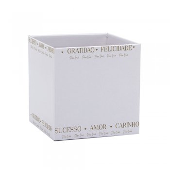 CACHEPOT PAPER HOT STAMPING QUADRADO ESSÊNCIA Pote 15 (15cm x 15cm x 15cm) Pacote 10 Peças BRANCO