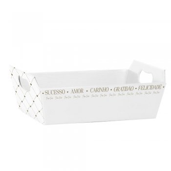 CESTA PAPER HOT STAMPING . ESSÊNCIA Pequena (21,5cm x 8cm x 15cm) Pacote 4 Peças BRANCA