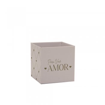 CACHEPOT PAPER HOT STAMPING QUADRADO ESSÊNCIA Pote 6 (6cm x 6cm x 5,5cm) Pacote 10 Peças NUDE