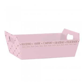 CESTA PAPER HOT STAMPING . ESSÊNCIA Pequena (21,5cm x 8cm x 15cm) Pacote 4 Peças ROSA QUARTZ