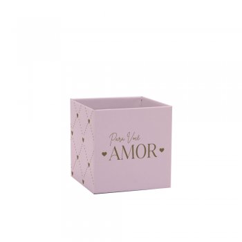 CACHEPOT PAPER HOT STAMPING QUADRADO ESSÊNCIA Pote 6 (6cm x 6cm x 5,5cm) Pacote 10 Peças ROSA QUARTZ
