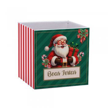 CACHEPOT PAPER QUADRADO DOCE NATAL Pote 15 (15cm x 15cm x 15cm) Pacote 10 Peças .