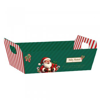 CESTA PAPER . DOCE NATAL Pequena (21,5cm x 8cm x 15cm) Pacote 4 Peças .