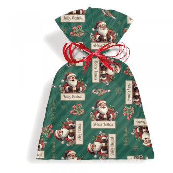 SACO PEROLIZADO DECORADO DOCE NATAL 50cm x 69cm Pacote 50 Peças .