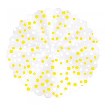 FUNDO PARA DOCE . POÁ Ø 9cm Pacote 100 Folhas AMARELO / BRANCO