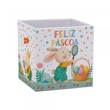 CACHEPOT PAPER QUADRADO CAÇA AOS OVOS Pote 15 (15cm x 15cm x 15cm) Pacote 10 Peças .