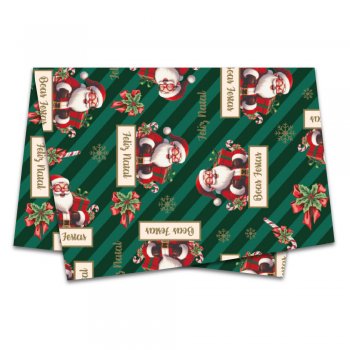 PAPEL DE SEDA DECORADA DOCE NATAL 50cm x 70cm Pacote 50 Folhas .