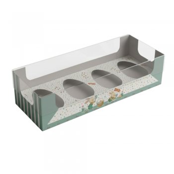 CAIXA DEGUSTAÇÃO ENCANTO 2 OVOS DE 50g CAÇA AOS OVOS 21cmX8cmX5cm 5 PEÇAS .