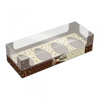 CAIXA DEGUSTAÇÃO ENCANTO 4 OVOS DE 50g COELHO BRULÉE 21cmX8cmX5cm 10un
