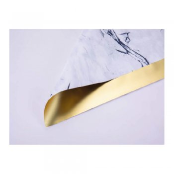 POLI MARMORIZADO PLATINUM 50MC  DUPLA FACE LISO 70cm X70cm PACOTE 20 FOLHAS BRANCO / OURO DSCJ002