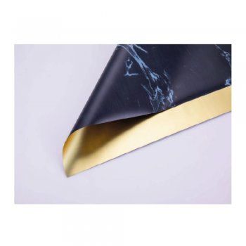 POLI MÁRMORIZADO PLATINUM 50mc DUPLA FACE LISO 70cm x 70cm Pacote 20 Folhas PRETO / OURO DSCJ010