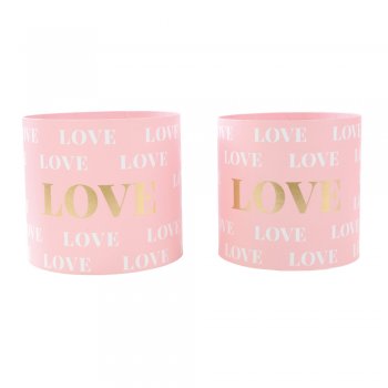 CACHEPOT VIVACE LOVE . 16,8cmX16,5cm +18,8cmX17cm JOGO ROSA