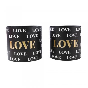 CACHEPOT VIVACE LOVE . 16,8cmX16,5cm +18,8cmX17cm JOGO PRETO