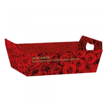 CESTA PAPER HOT STAMPING . SCARLET Pequena (21,5cm x 8cm x 15cm) Pacote 4 Peças .