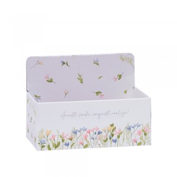 CACHEPOT PAPER HOT STAMPING RETANGULAR ALTO JARDIM 24cm x 15cm x 10cm x 17cm Pacote 5 Peças .
