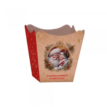 CACHEPOT PAPER HOT STAMPING . MAGIA DE NATAL Pote 11 (11cm x 11cm x 9cm) Pacote 10 Peças .