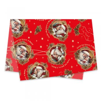 PAPEL DE SEDA DECORADO MAGIA DE NATAL 50cm x 70cm Pacote 50 Folhas .