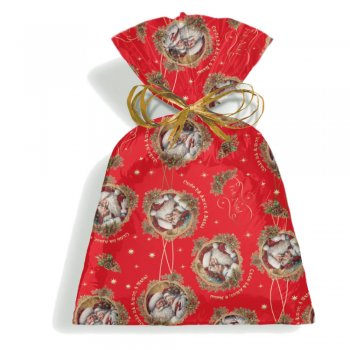 SACO PEROLIZADO PRESENTE MAGIA DE NATAL 60cm x 89cm Pacote 50 Peças .
