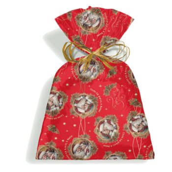 SACO PEROLIZADO PRESENTE MAGIA DE NATAL 30cm x 45cm Pacote 50 Peças .
