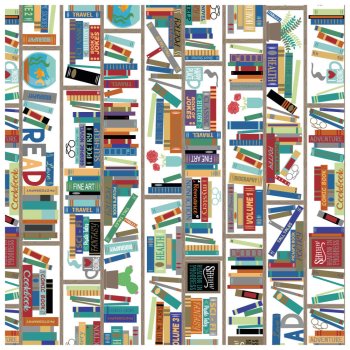 PAPEL DE PRESENTE DECORADO LIVROS 70cm x 50m Bobina Contínua .